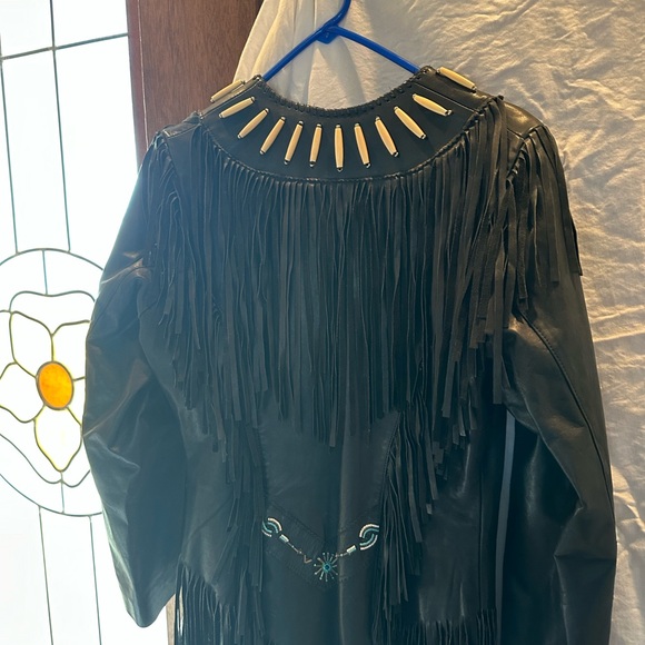 A.M. Bernardo leather beaded coat - Picture 6 of 7